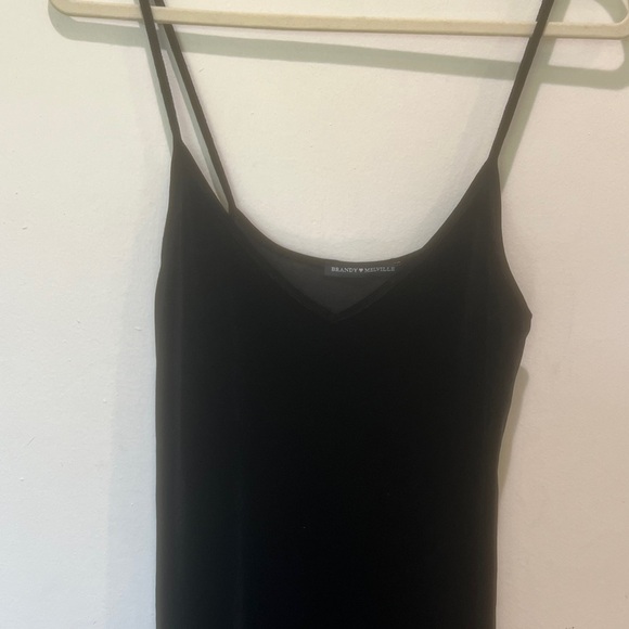 Brandy Melville Black V-Neck Velvet Style Dress - Picture 5 of 7